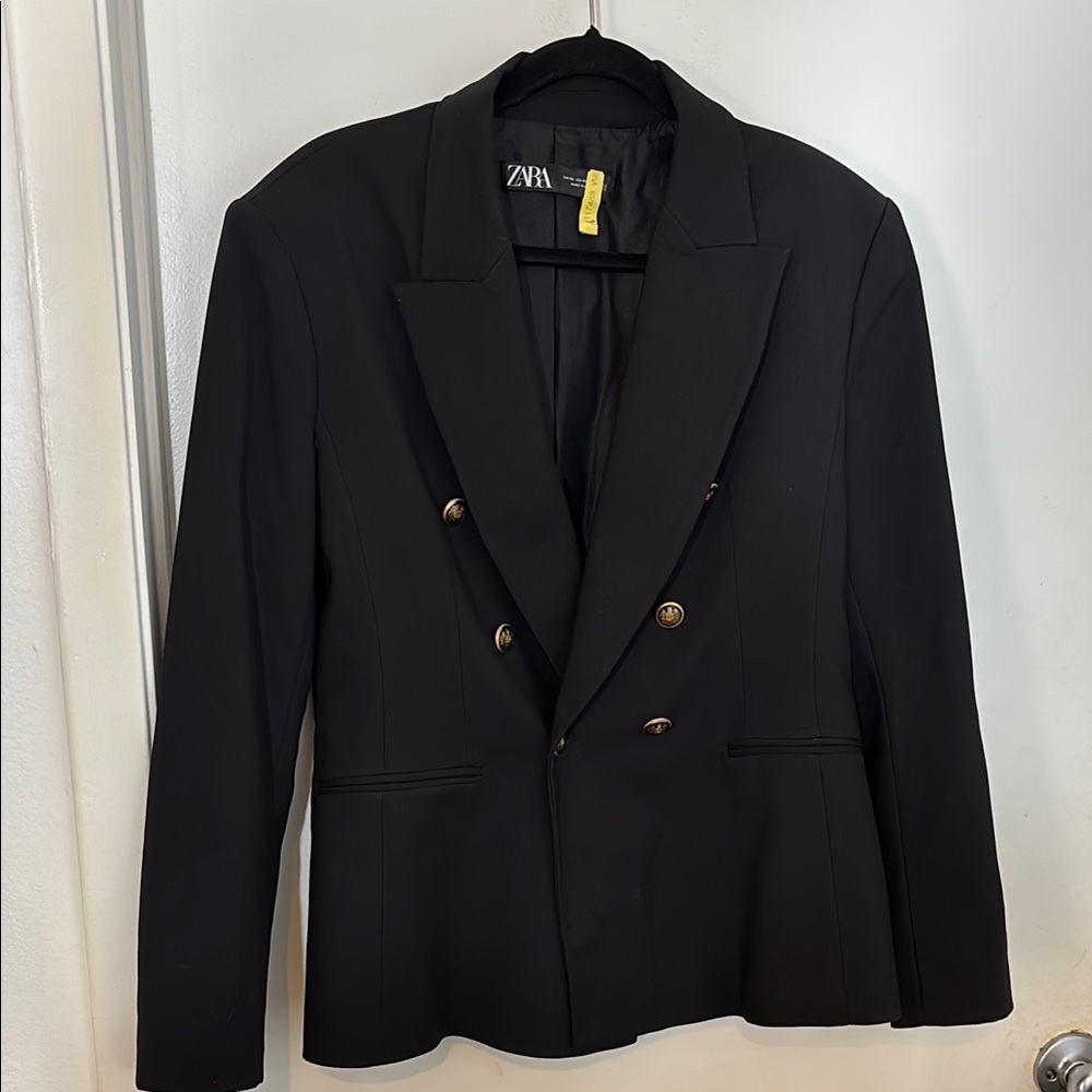 Zara Black Double Breasted Blazer